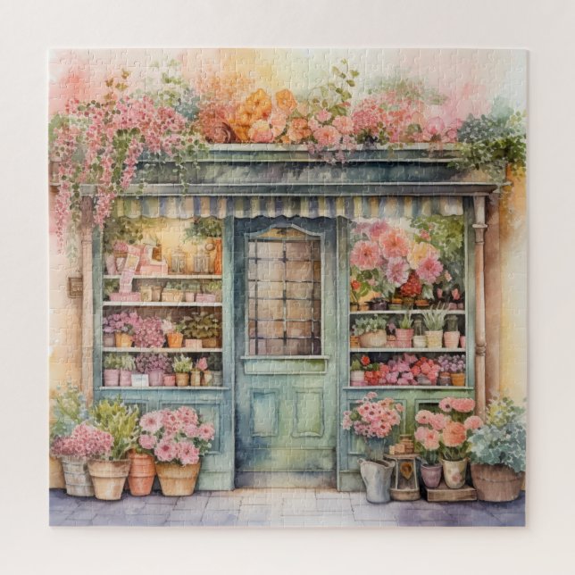 Beautiful Watercolor Floral Storefront Jigsaw Puzzle (Vertical)