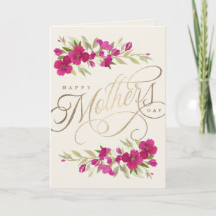 Beautiful watercolor florals Mother's Day script C Card
