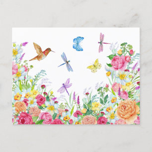 Beautiful Watercolor Flower Garden Postcard