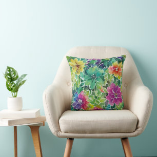 Beautiful Watercolor Flower Pattern Cushion
