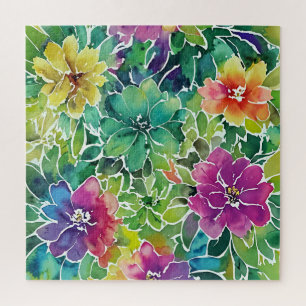 Beautiful Watercolor Flower Pattern Jigsaw Puzzle