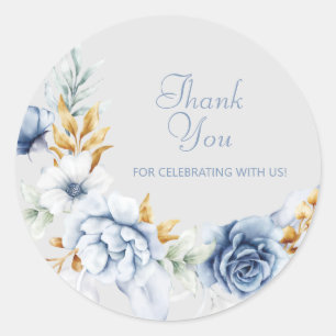 Beautiful Watercolor Flower Thank You Classic Round Sticker