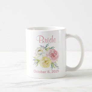 Beautiful Watercolor Flowers  Bride to Be Coffee Mug