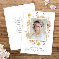 Beautiful Watercolor Flowers Memorial Photo Card 