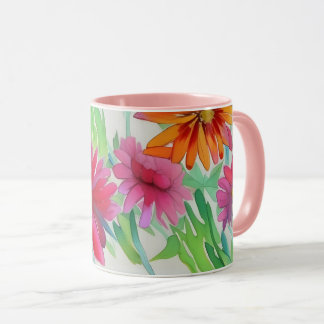 Beautiful watercolor flowers pinkish personalise mug