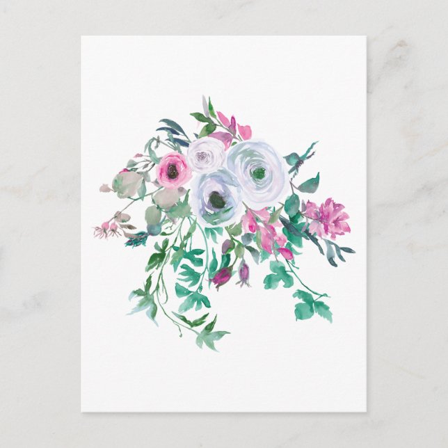 Beautiful Watercolor Flowers Postcard (Front)