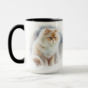 BEAUTIFUL WATERCOLOR FLUFFY ANGORA CAT MUG