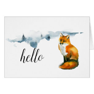 Beautiful Watercolor Fox Art Customised Note Card