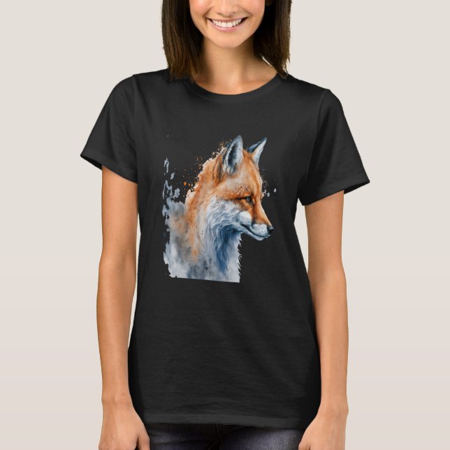 Beautiful Watercolor Fox Portrait T-Shirt (Front)