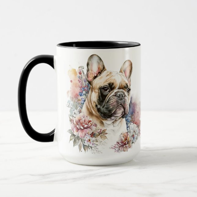 BEAUTIFUL WATERCOLOR FRENCH BULLDOG DOG MUG (Left)