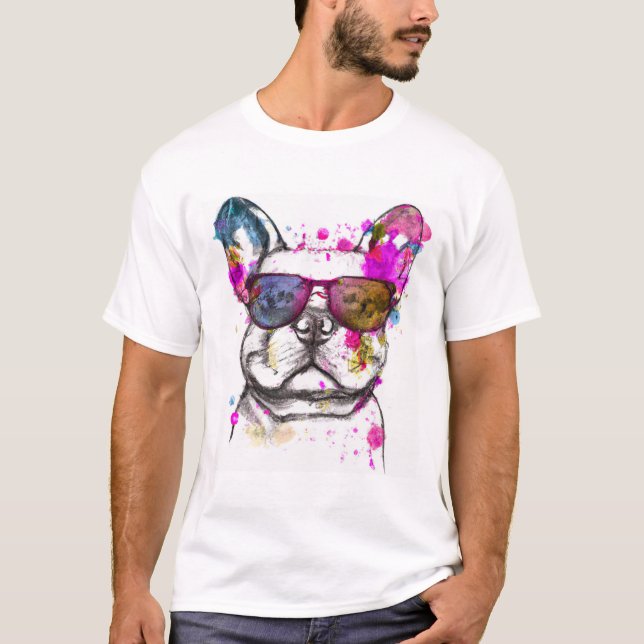 Beautiful Watercolor French Bulldog T-Shirt (Front)