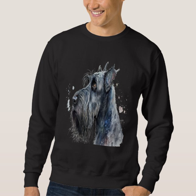 Beautiful Watercolor Giant Schnauzer Portrait Sweatshirt (Front)