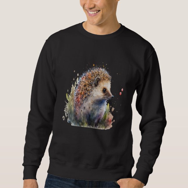 Beautiful Watercolor Hedgehog Portrait Sweatshirt (Front)