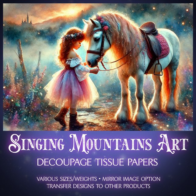 Beautiful Watercolor Horse and Girl Decoupage  Tissue Paper (Creator Uploaded)