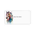 Beautiful Watercolor Horse Painting Address Label