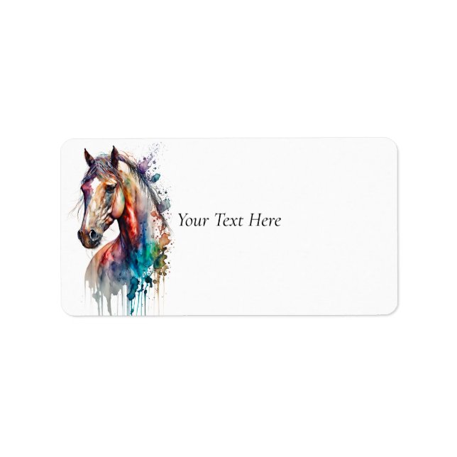 Beautiful Watercolor Horse Painting Address Label (Front)