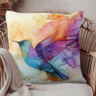 Beautiful Watercolor Hummingbird Cushion