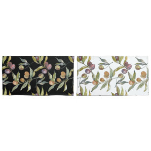 Beautiful Watercolor Italian Olives Pattern Pillowcase
