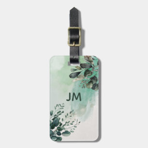 Beautiful watercolor leaves design luggage tag