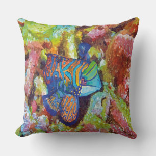 Beautiful Watercolor Mandarinfish Design Cushion