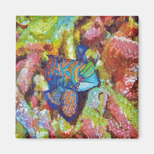 Beautiful Watercolor Mandarinfish Design Magnet