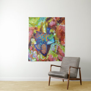 Beautiful Watercolor Mandarinfish Design Tapestry