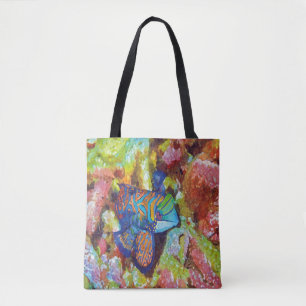 Beautiful Watercolor Mandarinfish Design Tote Bag
