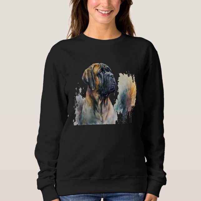 Beautiful Watercolor Mastiff Portrait Sweatshirt (Front)