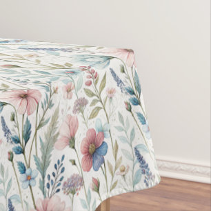 Beautiful Watercolor Meadow Wildflowers Tablecloth