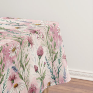 Beautiful Watercolor Meadow Wildflowers Tablecloth