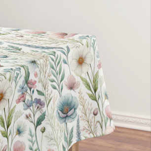 Beautiful Watercolor Meadow Wildflowers Tablecloth