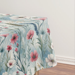 Beautiful Watercolor Meadow Wildflowers Tablecloth