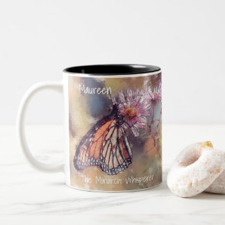 Beautiful Watercolor Monarch Butterfly Whisperer  Two-Tone Coffee Mug