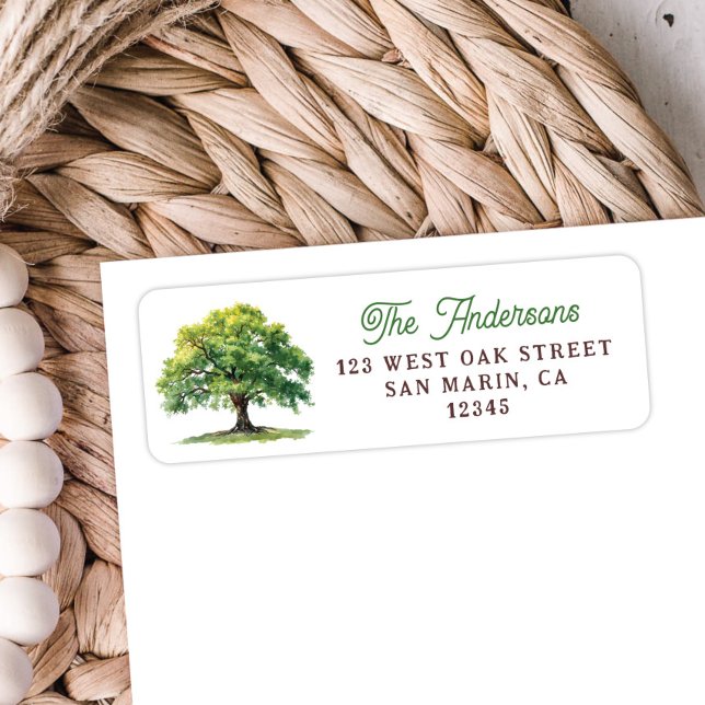 Beautiful Watercolor Oak Tree Return Address Label (Creator Uploaded)