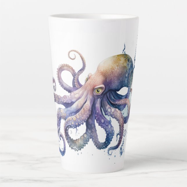 Beautiful watercolor Octopus  Latte Mug (Front)