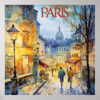 Beautiful Watercolor of Paris Travel