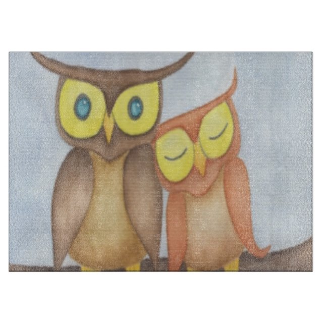 Beautiful Watercolor Owl Lovers Cutting Board (Front)