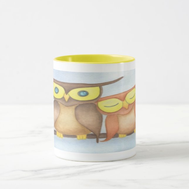 Beautiful Watercolor Owl Lovers Mug (Center)