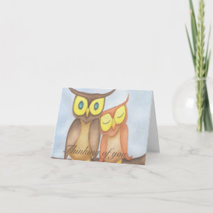Beautiful Watercolor Owl Lovers Note Card