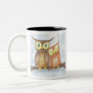 Beautiful Watercolor Owl Lovers Two-Tone Coffee Mug