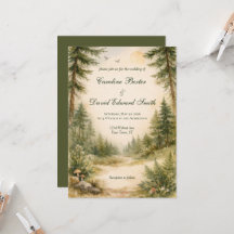 Beautiful Watercolor Painted Forest Scene Wedding