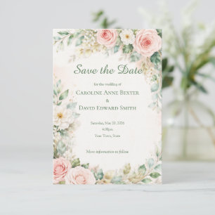 Beautiful Watercolor Painted Roses Save the Date