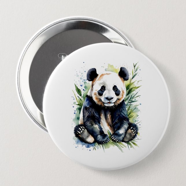 Beautiful Watercolor Panda Bear  10 Cm Round Badge (Front & Back)