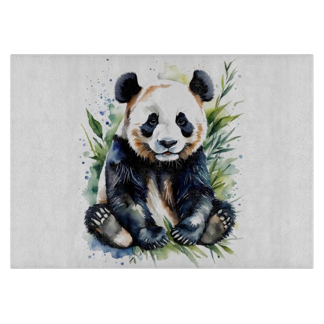 Beautiful Watercolor Panda Bear  Cutting Board (Front)