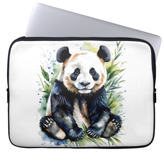Beautiful Watercolor Panda Bear  Laptop Sleeve (Front)