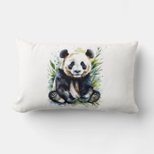 Beautiful Watercolor Panda Bear Lumbar Cushion