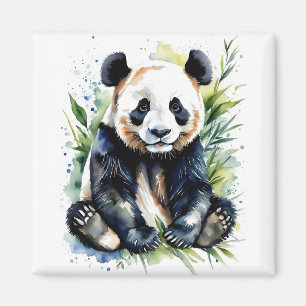 Beautiful Watercolor Panda Bear Magnet
