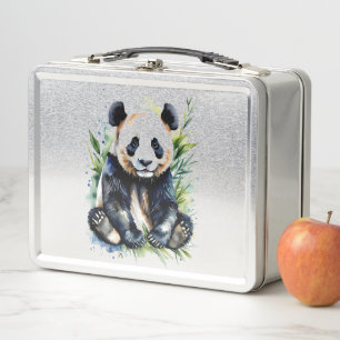 Beautiful Watercolor Panda Bear Metal Lunch Box