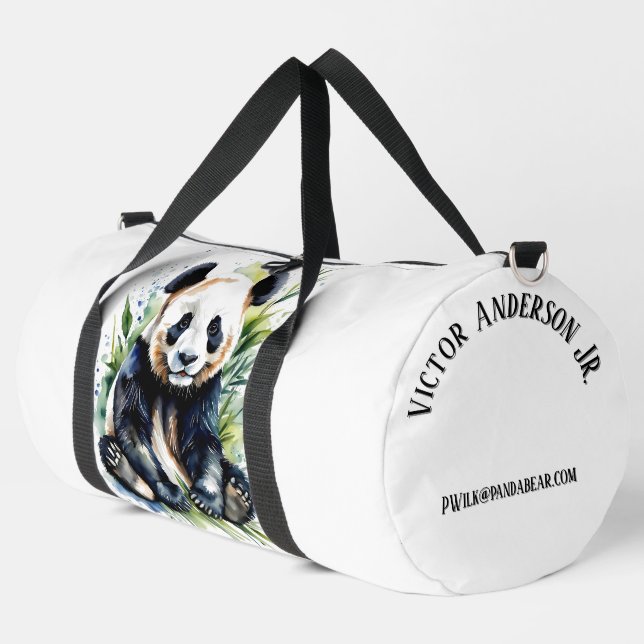 Beautiful Watercolor Panda Bear Personal Duffle Bag (Left Corner)