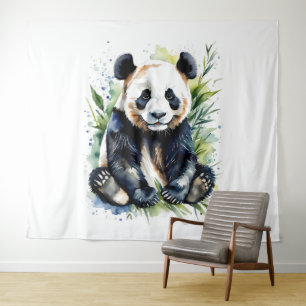 Beautiful Watercolor Panda Bear  Tapestry